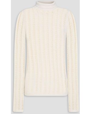 TOTEME Distressed Silk Turtleneck Sweater - Natural