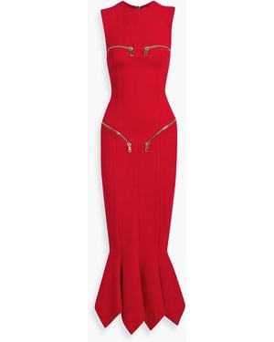 Area Zip-Detailed Cady Maxi Dress - Red