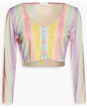 Onia Cropped Metallic Striped Stretch-jersey Top - White