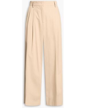 Max Mara Pleated Cotton-Twill Wide-Leg Pants - Natural