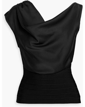 Hervé Léger Astrid Satin And Bandage Top - Black