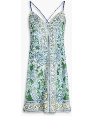 Zimmermann Paisley-print Linen Mini Dress - Blue