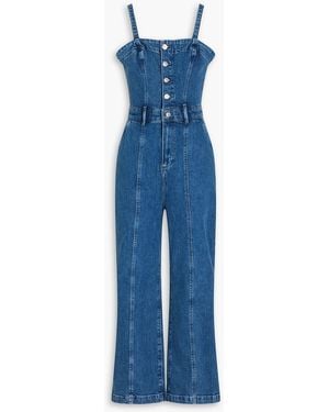 PAIGE Anessa Cropped Denim Jumpsuit - Blue