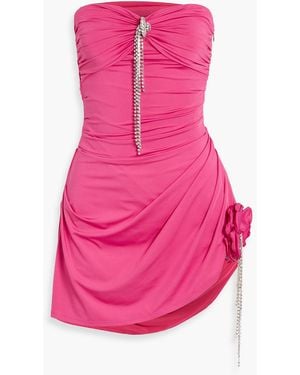 Area Strapless Embellished Stretch-Jersey Mini Dress - Pink
