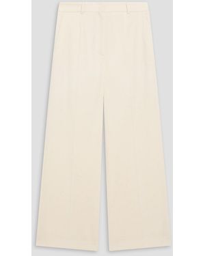 Another Tomorrow Pleated Wool-blend Twill Wide-leg Trousers - Natural
