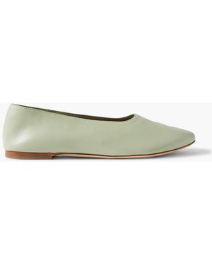 STAUD Alba Leather Ballet Flats - Green