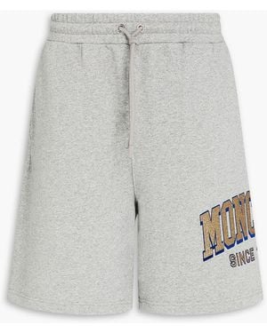 Moncler Glittered Printed French Cotton-terry Shorts - Grey