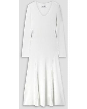 Partow Maddox Ribbed-knit Midi Dress - White