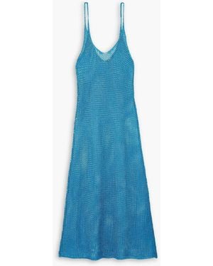 Dodo Bar Or Paul Metallic Crochet-knit Midi Dress - Blue