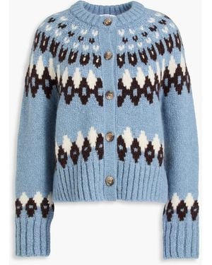 Veronica Beard Christina Fair Isle Alpaca-blend Cardigan - Blue