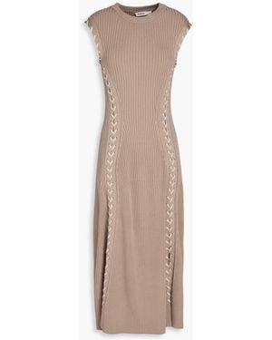 Jonathan Simkhai Lorena Lace-Up Ribbed-Knit Midi Dress - Natural