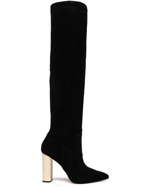 MICHAEL Michael Kors Paloma Tone-Trimmed Suede Over-The-Knee Boots - Black