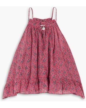 Isabel Marant Fabino Tie-Detailed Ruffled Printed Cotton-Voile Blouse - Red
