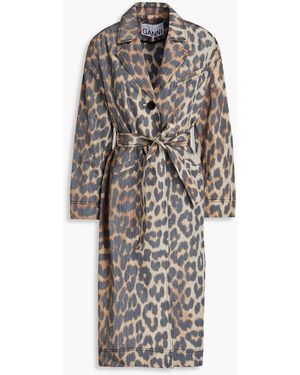 Ganni Leopard-print Shell Trench Coat - Multicolour