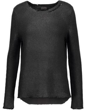 RTA Jules Distressed Coated-Cotton Sweater - Black