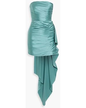 Michelle Mason Strapless Draped Silk-Satin Mini Dress - Green