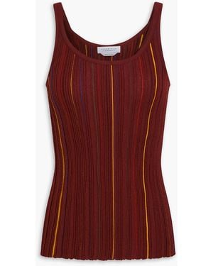 Gabriela Hearst Yara Striped Ribbed Wool Tank - Red