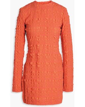 Nanushka Cutout Seersucker Mini Dress - Orange