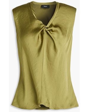 Theory Twisted Satin Top - Green