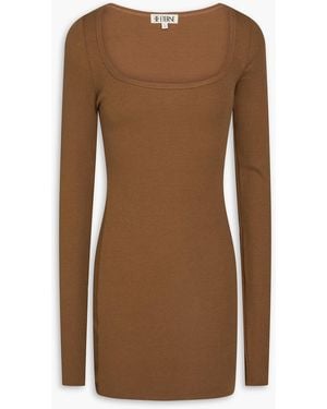 ÉTERNE Ribbed Jersey Mini Dress - Brown