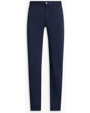 Canali Cotton-Blend Trousers - Blue