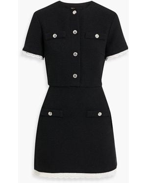 Maje Lace-Trimmed Tweed Mini Dress - Black