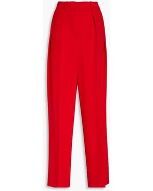 Theory Pleated Crepe Wide-leg Trousers - Red
