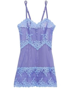 Wacoal Embrace Embroidered Stretch-lace And Tulle Chemise - Blue