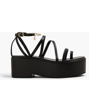 Maje Leather Platform Sandals - Black