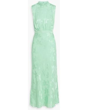 Saloni Fleur Silk-Jacquard Maxi Dress - Green