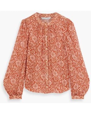 Veronica Beard Ashlynn Floral-Print Silk-Georgette Blouse - Red