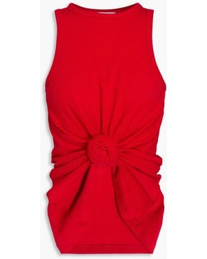 Magda Butrym Floral-Appliquéd Ribbed Stretch-Cotton Jersey Tank - Red