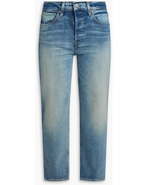 RE/DONE Cropped Mid-Rise Straight-Leg Jeans - Blue