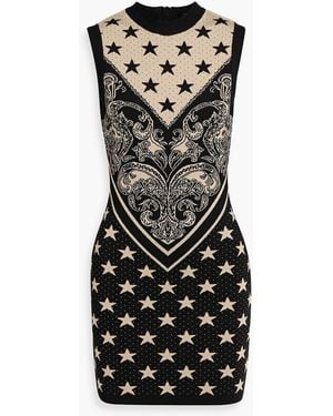Balmain Jacquard-Knit Mini Dress - Black