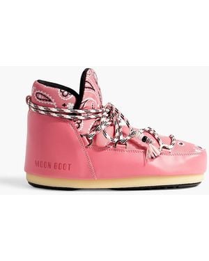 ALANUI X MOON BOOT Paisley-print Shell And Faux Leather Snow Boots - Pink