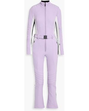 Bogner Talisha Belted Striped Stretch-Shell Ski Suit - Purple