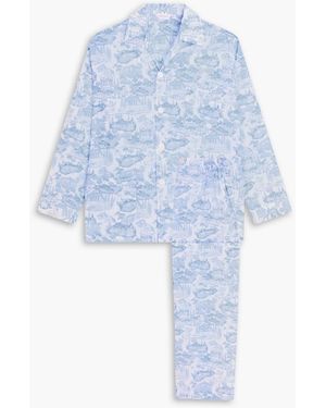 Derek Rose Pyjama "ledbury" aus baumwolle mit print - Blau