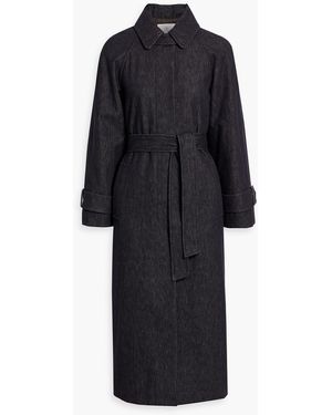 Brunello Cucinelli Bead-Embellished Denim Trench Coat - Black