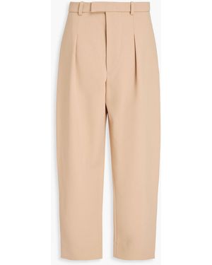 Wardrobe NYC Hailey Bieber Pleated Wool-Crepe Wide-Leg Trousers - Natural