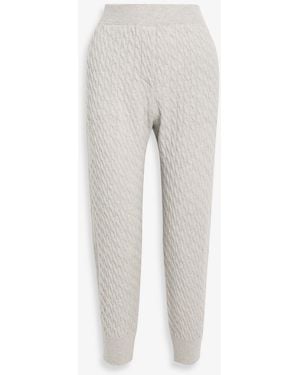 Brunello Cucinelli Cable-knit Cashmere Track Pants - Gray
