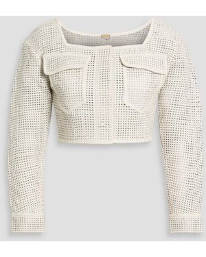 Cult Gaia Suki Cropped Woven Leather Jacket - Natural