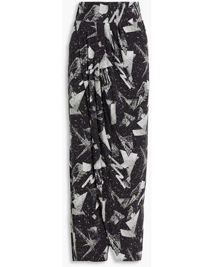 IRO Yuki Wrap-effect Printed Lyocell-blend Maxi Skirt - Black