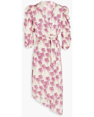Stella Nova Olene gerafftes midi-wickelkleid aus crêpe de chine - Pink