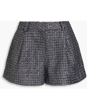 Maje Sequin-Embellished Metallic Tweed Shorts - Grey