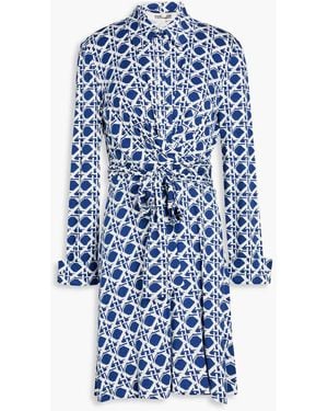 Diane von Furstenberg Didi bedrucktes mini-wickelkleid aus jersey - Blau