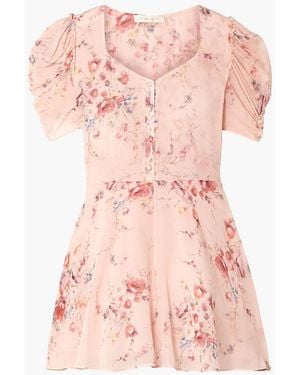 LoveShackFancy Cora minikleid aus seiden-georgette mit floralem print - Pink