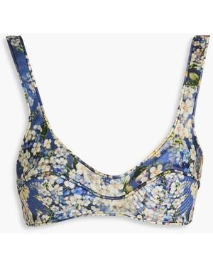 Zimmermann Floral-print Silk Bra Top - Blue