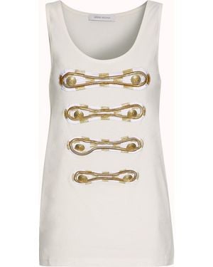 Balmain Embellished Cotton-Jersey Tank - Natural