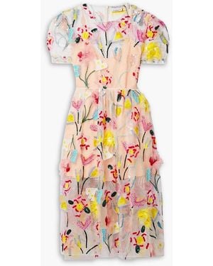 Ashish Embellished Silk-organza Midi Dress - White