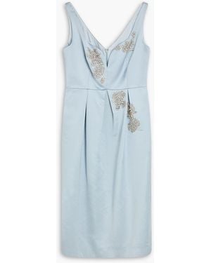 Erdem Embellished Satin Maxi Dress - Blue